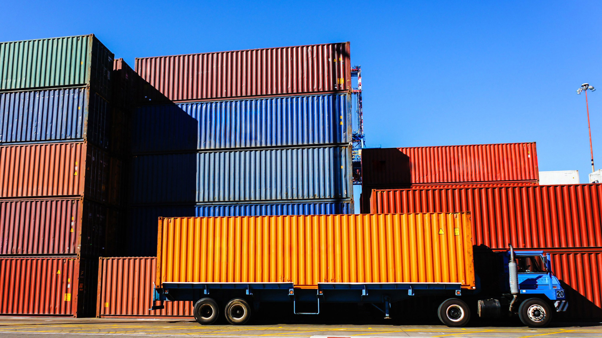 Container and Truck in the Port